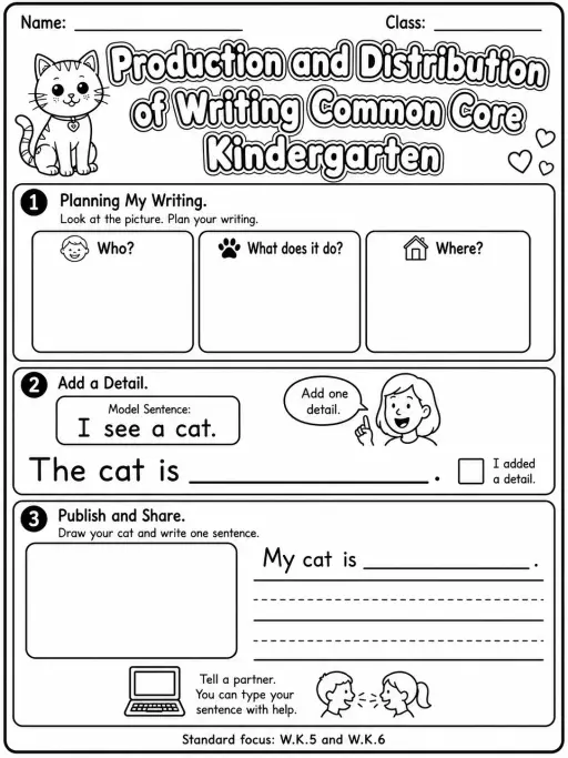 Production and Distribution of Writing Common Core Kindergarten