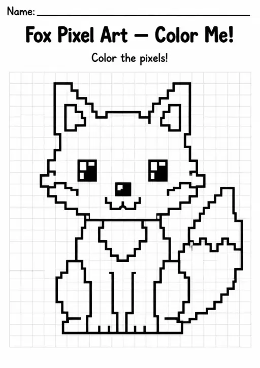 Fox Pixel Art Coloring Page