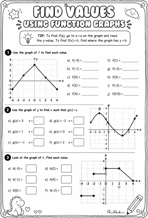 Find values using function graphs