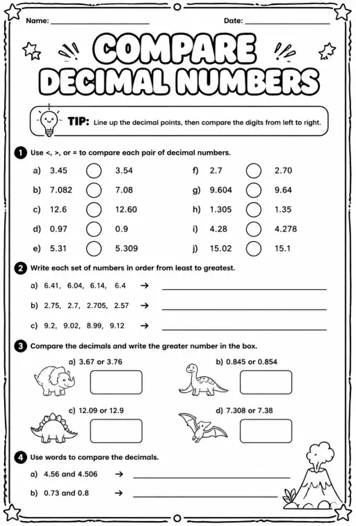Compare decimal numbers