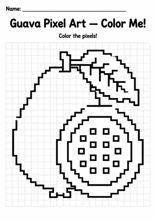 Guava Pixel Art Coloring Page