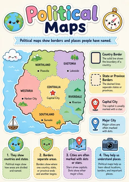 Political Maps Map Skills Infographic