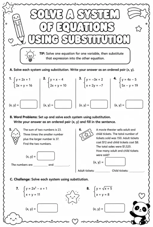 Solve a system of equations using substitution