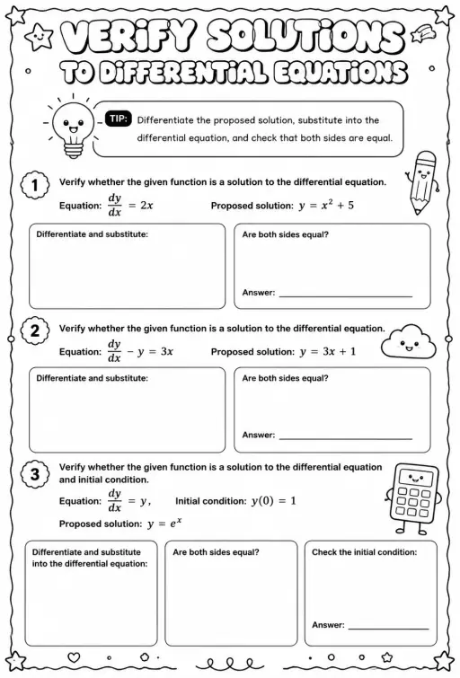 Verify solutions to differential equations