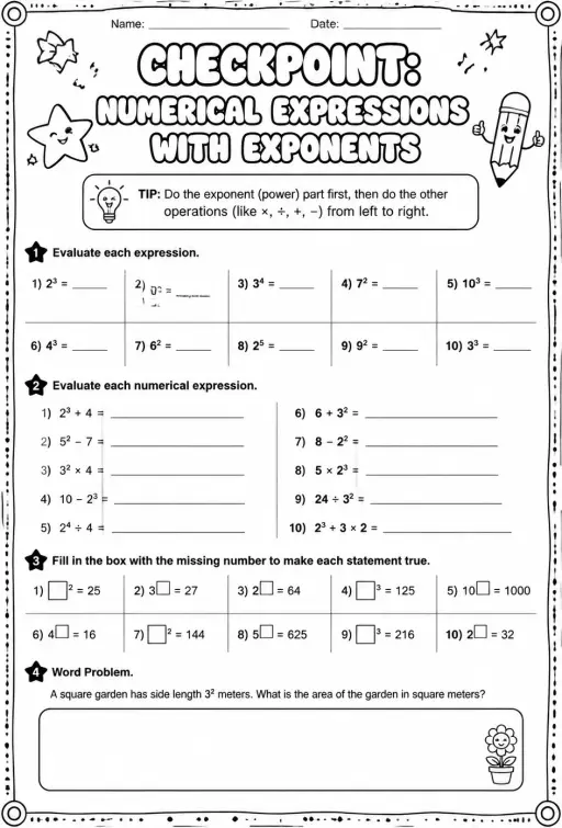 Checkpoint: Numerical expressions with exponents