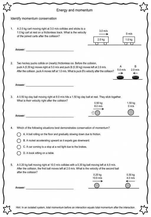 Identify momentum conservation