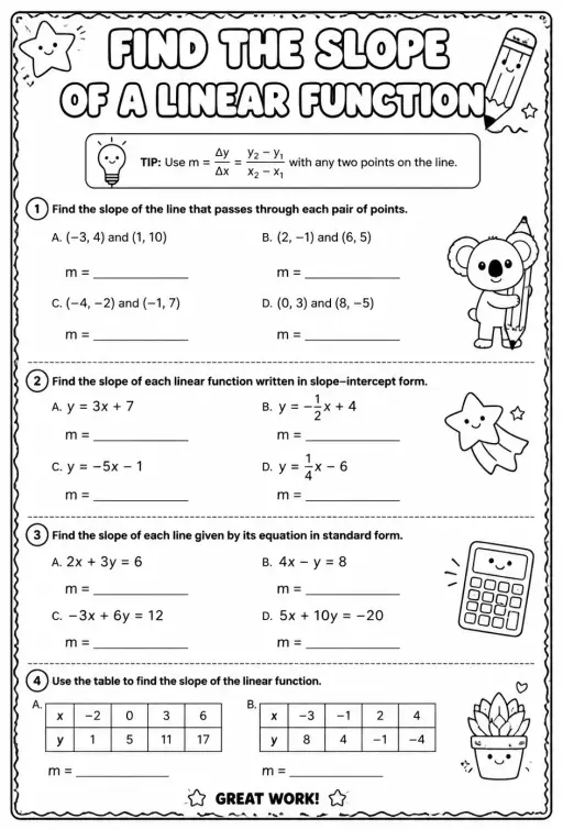 Find the slope of a linear function