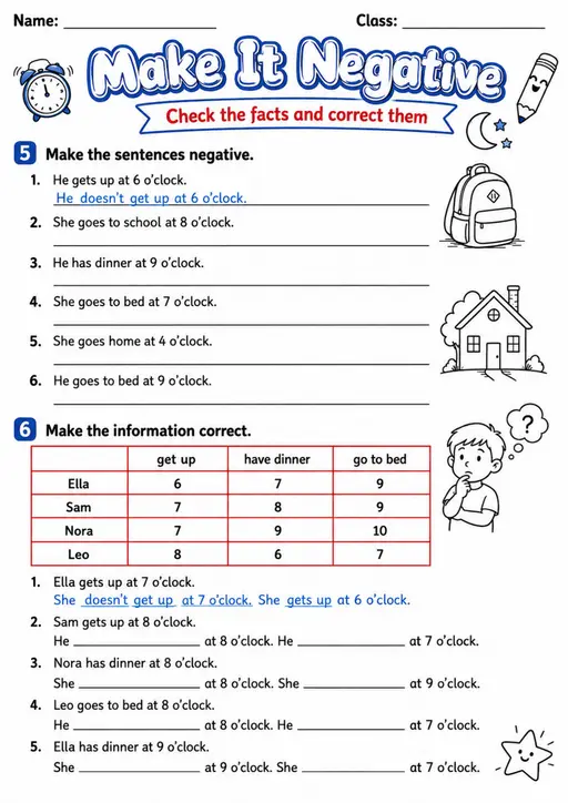 Make It Negative | Grades 2-3 Grammar Worksheet