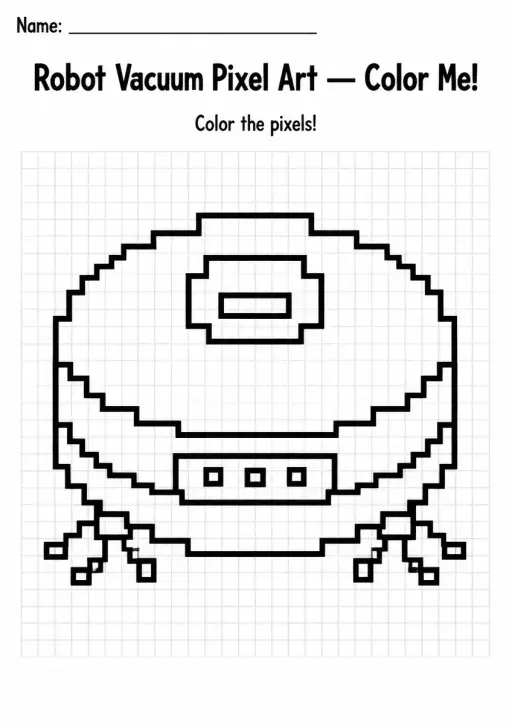Robot Vacuum Pixel Art Coloring Page