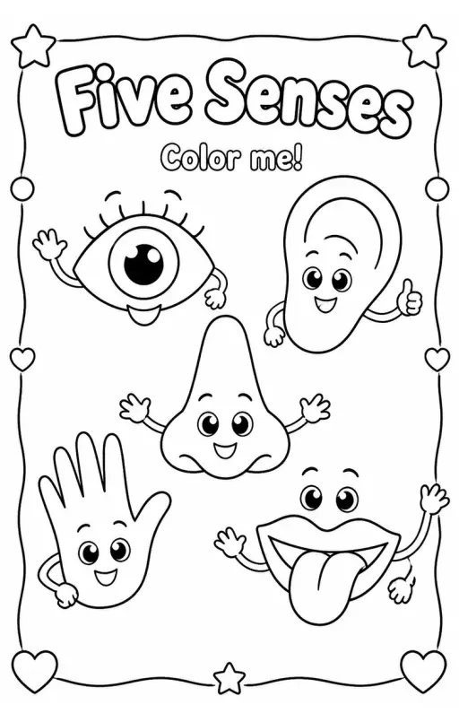 Five Senses Coloring Pages