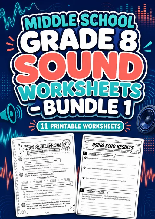Middle School Grade 8 Sound Worksheets - Pack 1