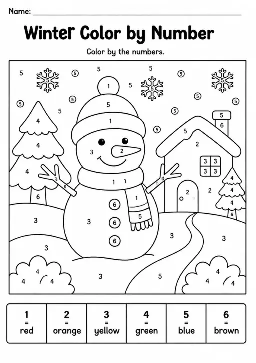 Winter Color by Number — Grade 2