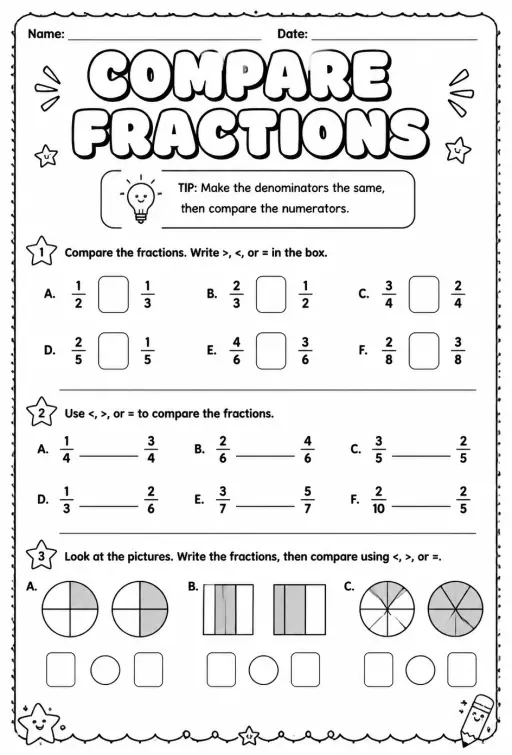 Compare fractions