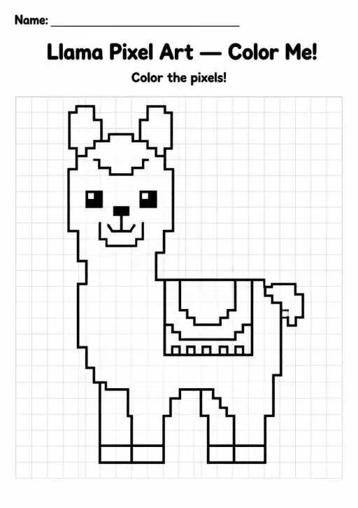 Llama Pixel Art Coloring Page