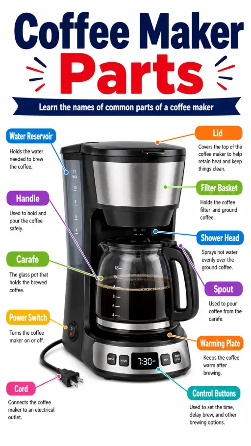 Coffee Maker Parts Infographic