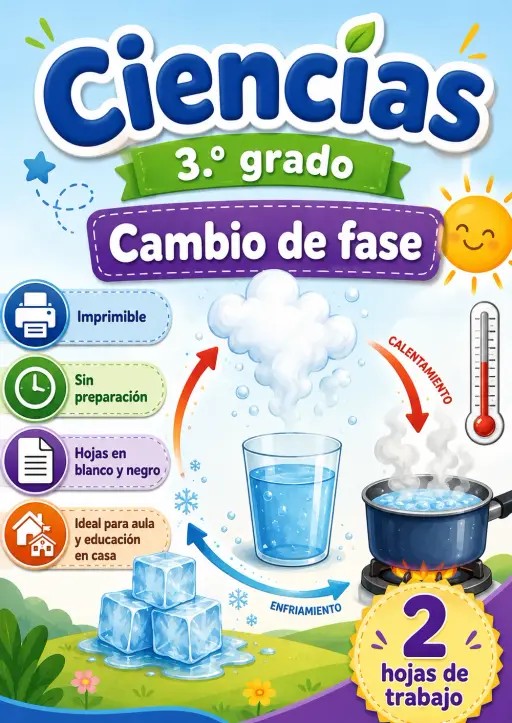3.º grado - Cambio de fase - Paquete de ciencias en español