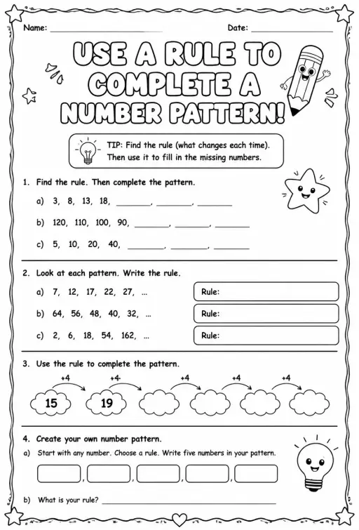 Use a rule to complete a number pattern