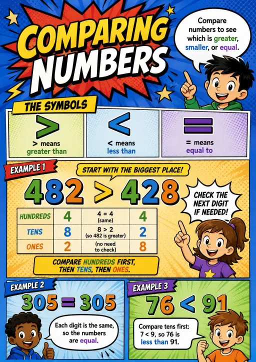 Comparing Numbers Number Sense Infographic