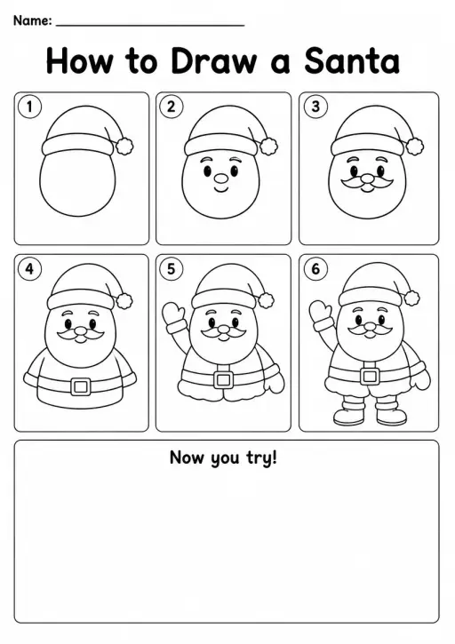 How to Draw a Santa — Kindergarten