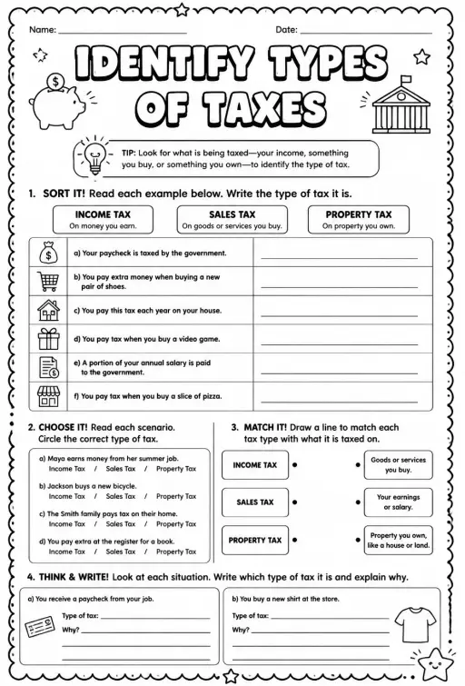 Identify types of taxes
