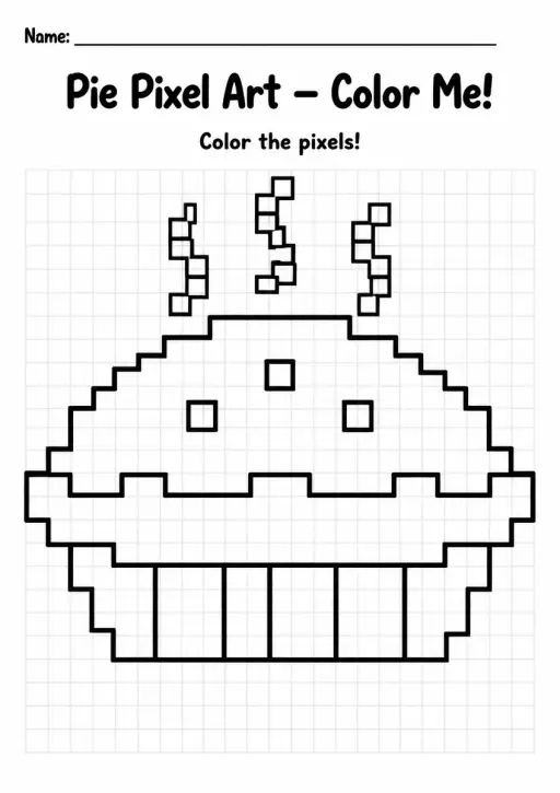 Pie Pixel Art Coloring Page