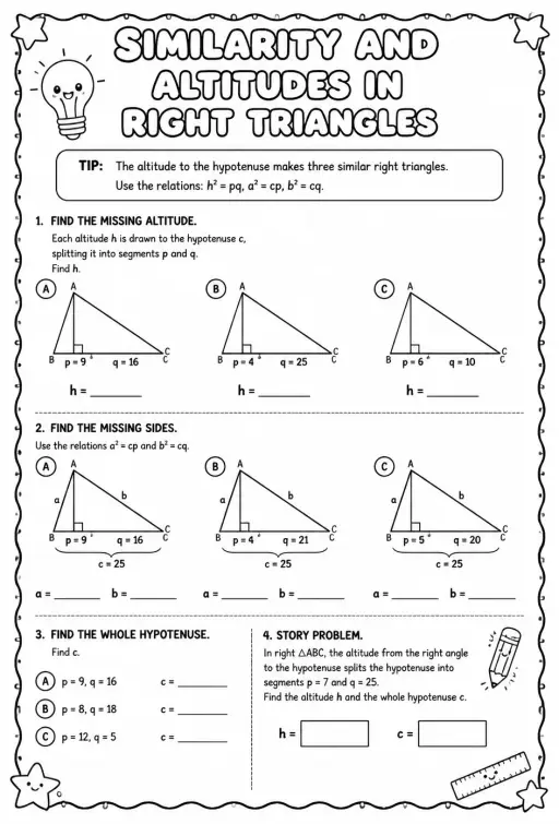 Similarity and altitudes in right triangles