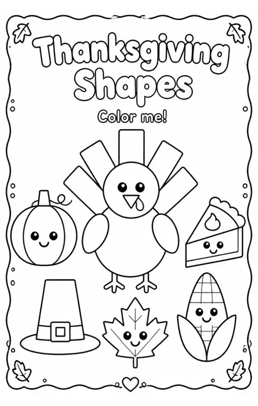 Thanksgiving Shapes Coloring Page