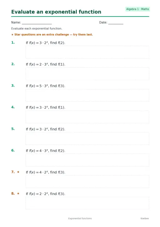 Evaluate an exponential function
