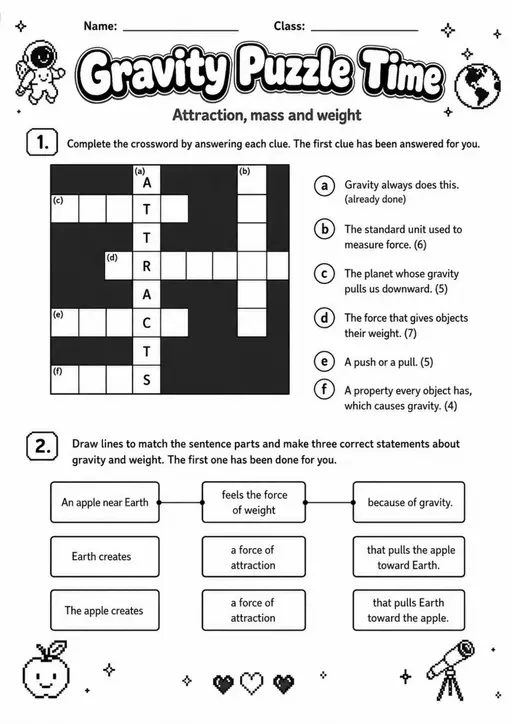 Lower Secondary Grade 6 Forces and Energy Worksheets - Pack 1