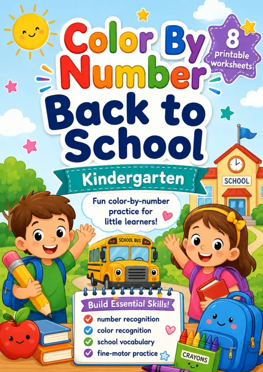 Color By Number Back to School Worksheet Pack
