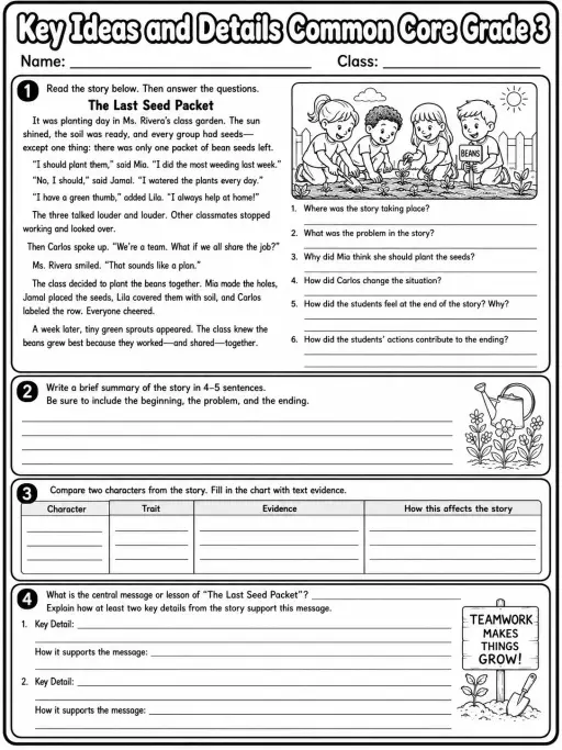 Key Ideas and Details Common Core Grade 3