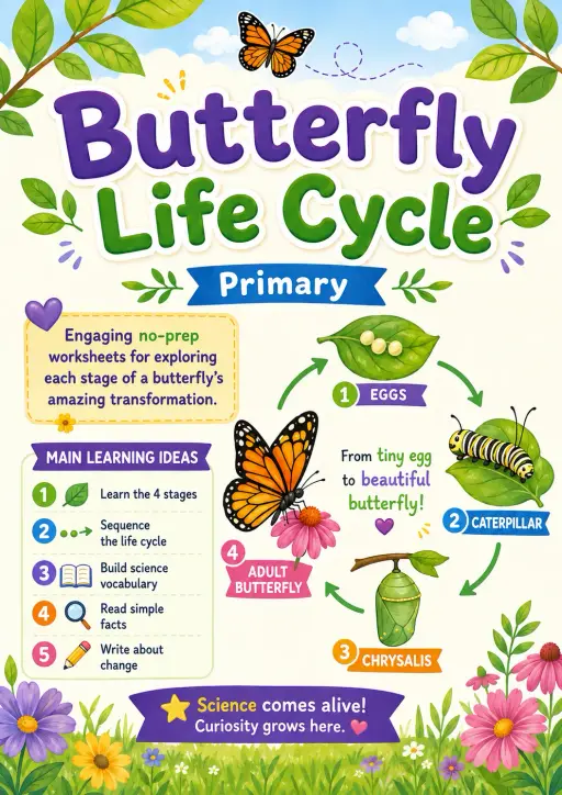Butterfly Life Cycle Worksheet Pack