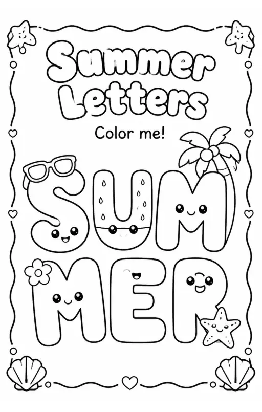 Summer Letters Coloring Page