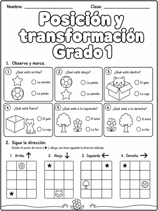 1.º grado - posición y dirección - Paquete de fichas