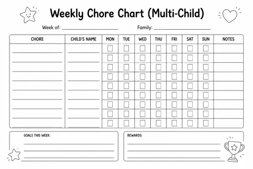 Weekly Chore Chart (Multi-Child)