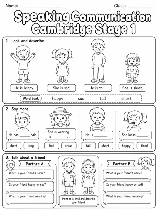 Speaking Communication Cambridge Stage 1