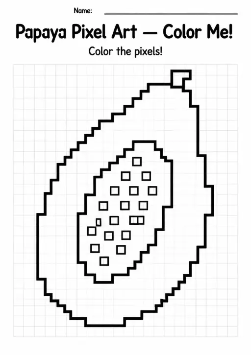 Papaya Pixel Art Coloring Page
