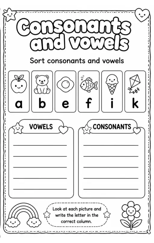Sort consonants and vowels