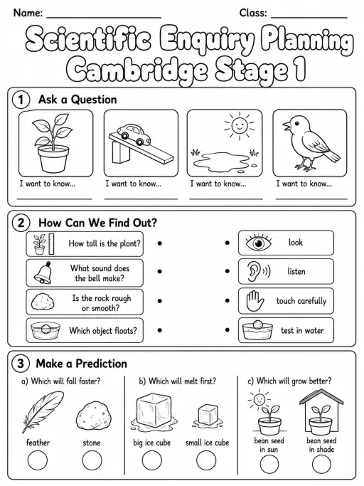 Scientific Enquiry Planning Cambridge Stage 1
