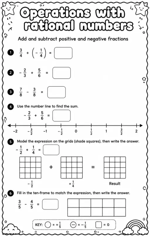 Add and subtract positive and negative fractions