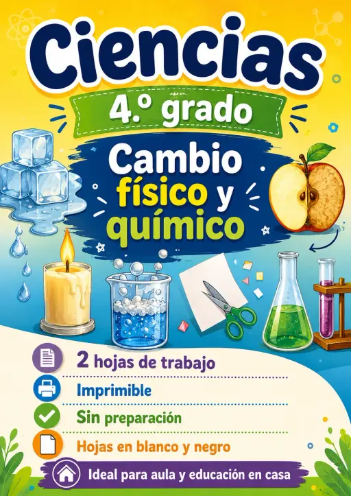 4.º grado - Cambio físico y químico - Paquete de ciencias en español