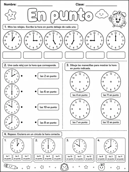 3.º grado - repaso mixto: tiempo y calendario - Paquete de fichas