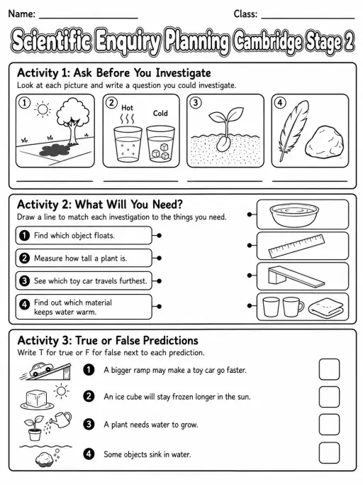 Scientific Enquiry Planning Cambridge Stage 2