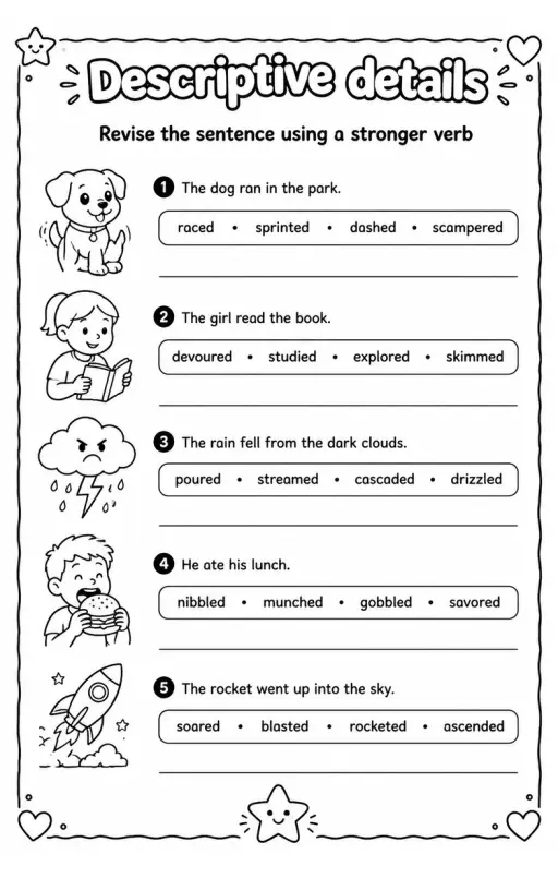 Revise the sentence using a stronger verb