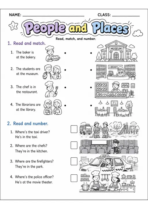 People And Places | Grades 2-3 Vocabulary Worksheet
