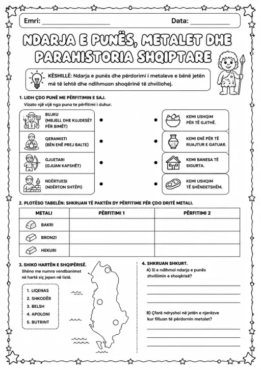 Ndarja e punës, metalet dhe parahistoria shqiptare
