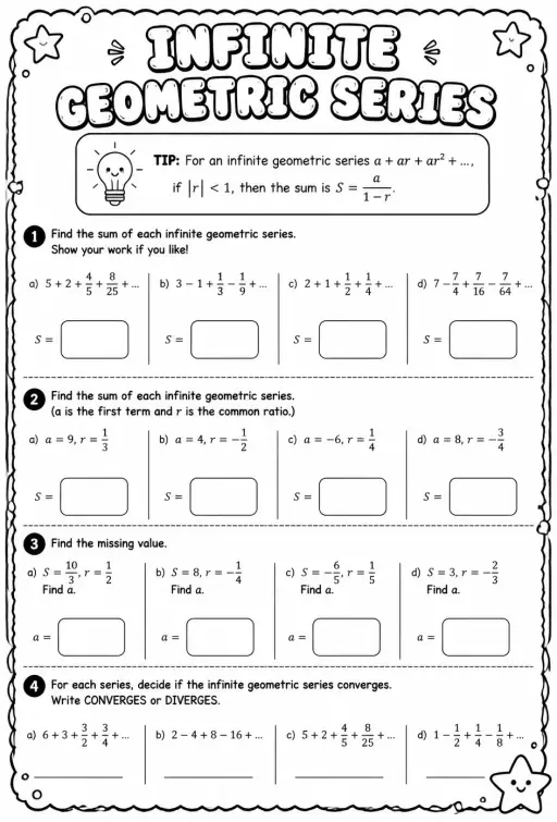 Find the value of an infinite geometric series