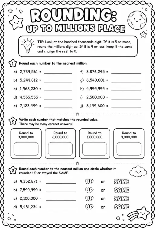 Rounding: up to millions place