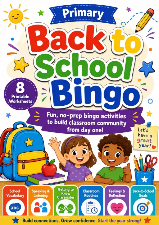 Back to School Bingo Worksheet Pack