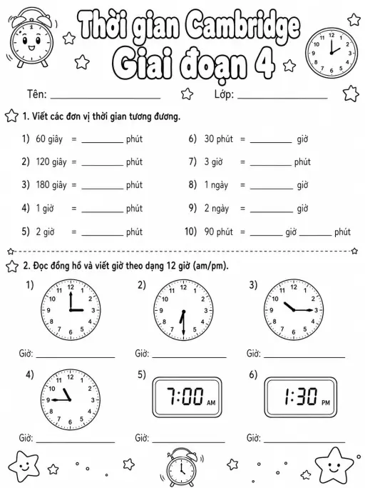 Phân số Cambridge Giai đoạn 1 - Gói bài tập 40